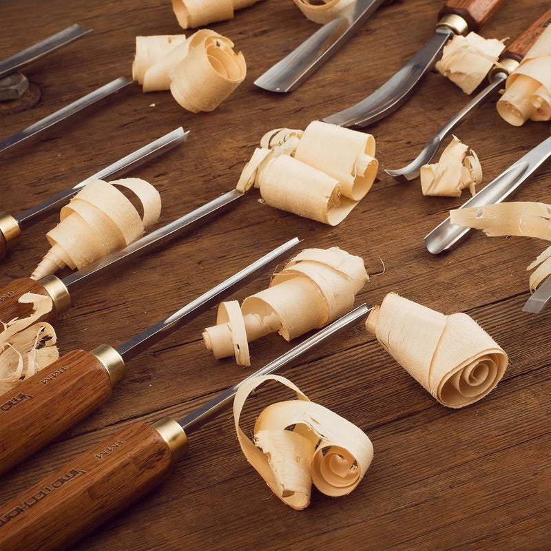 IMOTECHOM 12-Pieces Woodworking Wood Carving Tools Chisel Set with Wooden Box, Razor Sharp CR-V 60 Steel Blades - Image 5